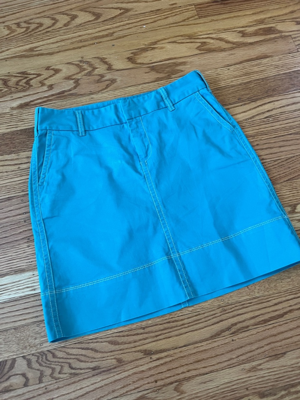 Merona Turquoise Mini Skirt Size 6 Stretch Cotton Bright Blue Casual Summer - Picture 6 of 7